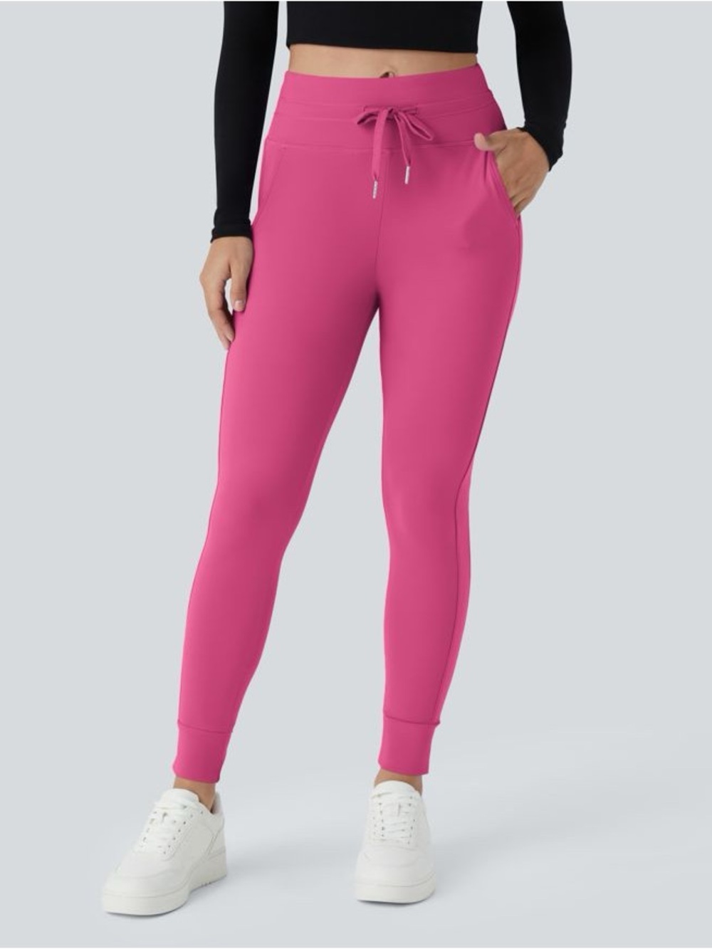 SoftlyZero™ Plush High Waisted Drawstring Full Length Joggers large petite